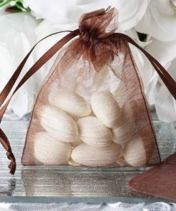Silkflowersfactory 3"x4" Chocolate Organza Jewellery Wedding Birthday Party Favor Gift Drawstring Pouches Bags - 10/pk Craft Supplies