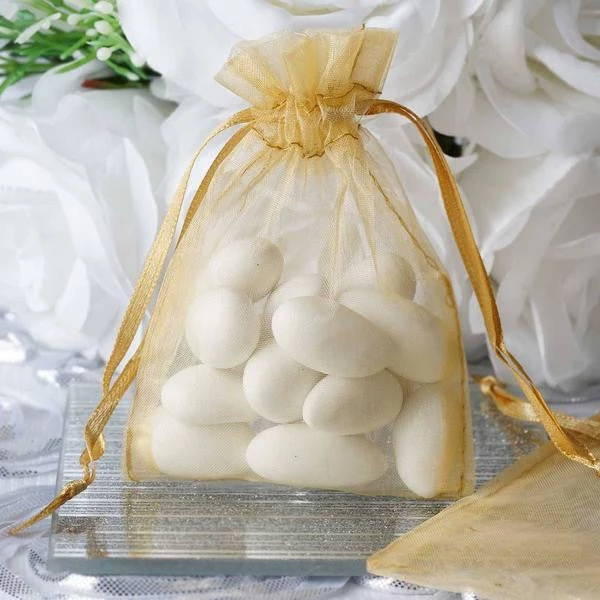 Silkflowersfactory 3"x4" Gold Organza Jewellery Wedding Birthday Party Favor Gift Drawstring Pouches Bags - 10/pk 3 Silkflowersfactory 3"x4" Gold Organza Jewellery Wedding Birthday Party Favor Gift Drawstring Pouches Bags - 10/pk