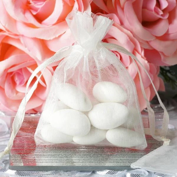 Silkflowersfactory 3"x4" Ivory Organza Jewellery Wedding Birthday Party Favor Gift Drawstring Pouches Bags - 10/pk 3 Silkflowersfactory 3"x4" Ivory Organza Jewellery Wedding Birthday Party Favor Gift Drawstring Pouches Bags - 10/pk