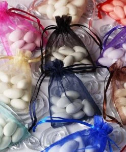 Silkflowersfactory 3"x4" Mint Organza Jewellery Wedding Birthday Party Favor Gift Drawstring Pouches Bags - 10/pk