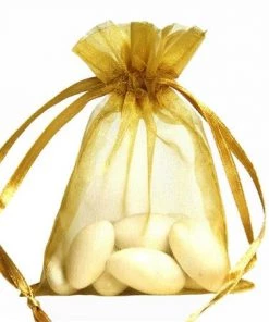 Silkflowersfactory 4x6 Gold Sheer Organza Bags -10 Pcs