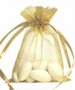 Silkflowersfactory Craft Supplies 5x7 Champagne Sheer Organza Bags -10 Pcs