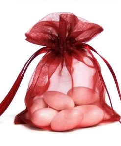 Silkflowersfactory Craft Supplies 5x7 Burgundy Sheer Organza Bags -10 Pcs