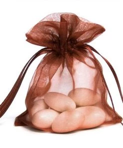 Silkflowersfactory 5x7 Chocolate Sheer Organza Bags -10 Pcs Craft Supplies