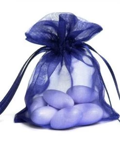 Silkflowersfactory 5x7 Navy Sheer Organza Bags -10 Pcs Craft Supplies