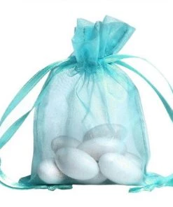 Silkflowersfactory 5x7 Turquoise Sheer Organza Bags -10 Pcs