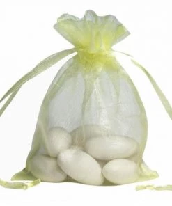 Silkflowersfactory Craft Supplies 5x7 Yellow Sheer Organza Bags -10 Pcs