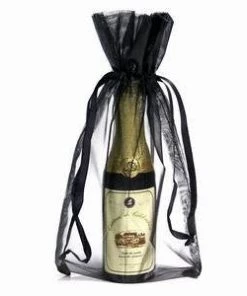 Silkflowersfactory 6x15 Black Sheer Organza Bags -10 Pcs