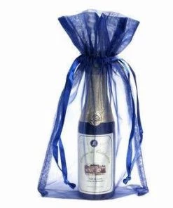 Silkflowersfactory 6x15 Navy Sheer Organza Bags -10 Pcs Craft Supplies