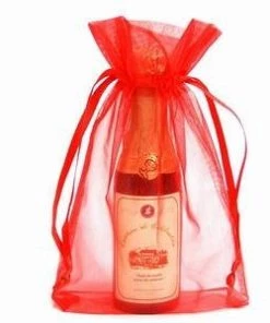 Silkflowersfactory 6x15 Red Sheer Organza Bags -10 Pcs