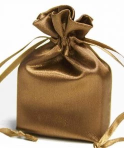Silkflowersfactory 3X4 Antique Gold Elegant Satin Bags - 12 Pcs