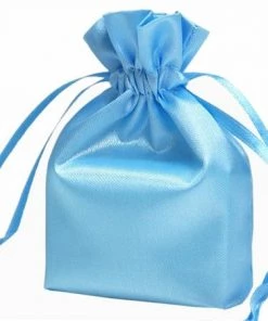 Silkflowersfactory Craft Supplies 3X4 Blue Elegant Satin Bags - 12 Pcs