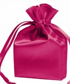 Silkflowersfactory 3X4 Fushia Elegant Satin Bags - 12 Pcs