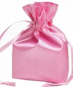 Silkflowersfactory 3X4 Pink Elegant Satin Bags - 12 Pcs Craft Supplies
