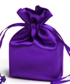 Silkflowersfactory Craft Supplies 3X4 Purple Elegant Satin Bags - 12 Pcs