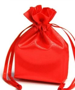 Silkflowersfactory 3X4 Red Elegant Satin Bags - 12 Pcs Craft Supplies