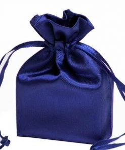 Silkflowersfactory 4x6 Navy Elegant Satin Bags - 12 Pcs