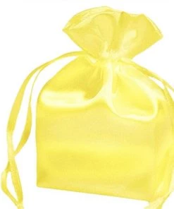 Silkflowersfactory Craft Supplies 4x6 Yellow Elegant Satin Bags - 12 Pcs
