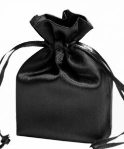 Silkflowersfactory 5x7 Black Elegant Satin Bags - 12 Pcs