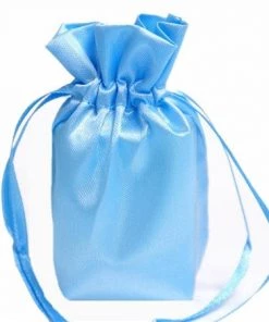 Silkflowersfactory Craft Supplies 6x9 Blue Elegant Satin Bags - 12 Pcs