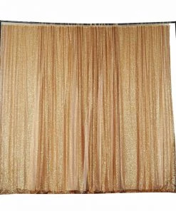 Silkflowersfactory Chandelier & Stands 20ft X 10ft Grand Duchess Sequin Backdrop - Gold