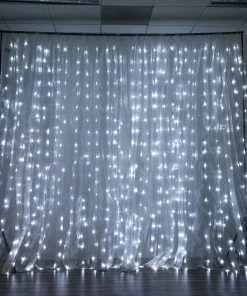Silkflowersfactory 600 LED Lights BIG Wedding Party Photography Organza Curtain Backdrop - White - 20FT X 10FT LED Lighting