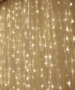 Silkflowersfactory 600 LED Lights BIG Wedding Party Photography Organza Curtain Backdrop - Warm White - 20FT X 10FT