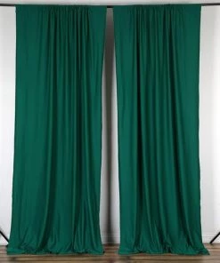 Silkflowersfactory Backdrops & Stands Set Of 2 Hunter Green Fire Retardant Polyester Curtain Panel Backdrops Window Treatment With Rod Pockets - 5FTx10FT