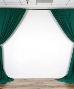 Silkflowersfactory Backdrops & Stands Set Of 2 Hunter Green Fire Retardant Polyester Curtain Panel Backdrops Window Treatment With Rod Pockets - 5FTx10FT
