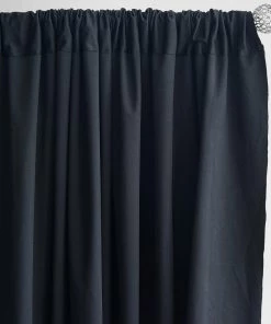 Silkflowersfactory Set Of 2 Black Fire Retardant Polyester Curtain Panel Backdrops Window Treatment With Rod Pockets - 5FTx10FT