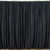 Silkflowersfactory Set Of 2 Black Fire Retardant Polyester Curtain Panel Backdrops Window Treatment With Rod Pockets - 5FTx10FT 2 Silkflowersfactory Set Of 2 Black Fire Retardant Polyester Curtain Panel Backdrops Window Treatment With Rod Pockets - 5FTx10FT