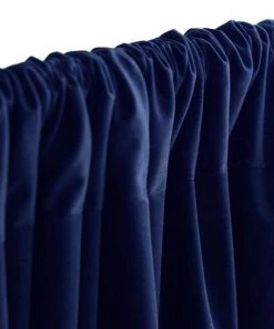 Silkflowersfactory Backdrops & Stands Set Of 2 Navy Fire Retardant Polyester Curtain Panel Backdrops Window Treatment With Rod Pockets - 5FTx10FT