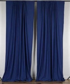 Silkflowersfactory Backdrops & Stands Set Of 2 Navy Fire Retardant Polyester Curtain Panel Backdrops Window Treatment With Rod Pockets - 5FTx10FT