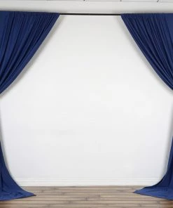 Silkflowersfactory Backdrops & Stands Set Of 2 Navy Fire Retardant Polyester Curtain Panel Backdrops Window Treatment With Rod Pockets - 5FTx10FT