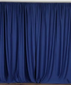 Silkflowersfactory Backdrops & Stands Set Of 2 Navy Fire Retardant Polyester Curtain Panel Backdrops Window Treatment With Rod Pockets - 5FTx10FT