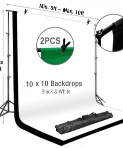 Silkflowersfactory 8ft X 10ft Adjustable Backdrop Stand - Portable Photography Backdrop Stand With 2 Free Backdrops - Photo Video Studio Backdrop Stand Kit