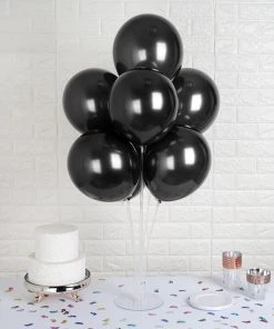 Silkflowersfactory Flower Vases & Decorations 12" Metallic Latex Balloons-Black-25/pk
