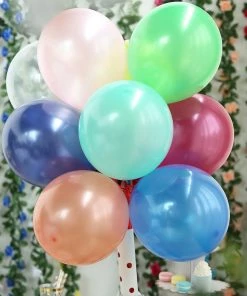 Silkflowersfactory Flower Vases & Decorations 12" Metallic Latex Balloons-Mix Colors-25/pk