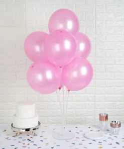 Silkflowersfactory Flower Vases & Decorations 12" Metallic Latex Balloons- Pink-25/pk