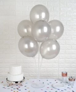 Silkflowersfactory Flower Vases & Decorations 12" Latex Balloons-Silver-25/pk