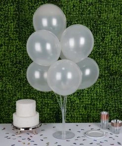 Silkflowersfactory Flower Vases & Decorations 12" Metallic Latex Balloons-White-25/pk