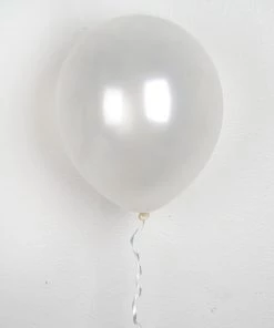 Silkflowersfactory Flower Vases & Decorations 12" Metallic Latex Balloons-White-25/pk
