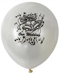 Silkflowersfactory 12" Metallic White Latex Balloons-Our Wedding-25/pk