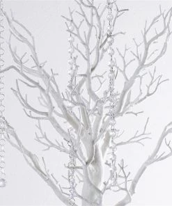 Silkflowersfactory Manzanita Trees 30" Glittered Manzanita White Centerpiece For Wedding Party Event Table Top Decoration Tree + 8pcs Acrylic Chains
