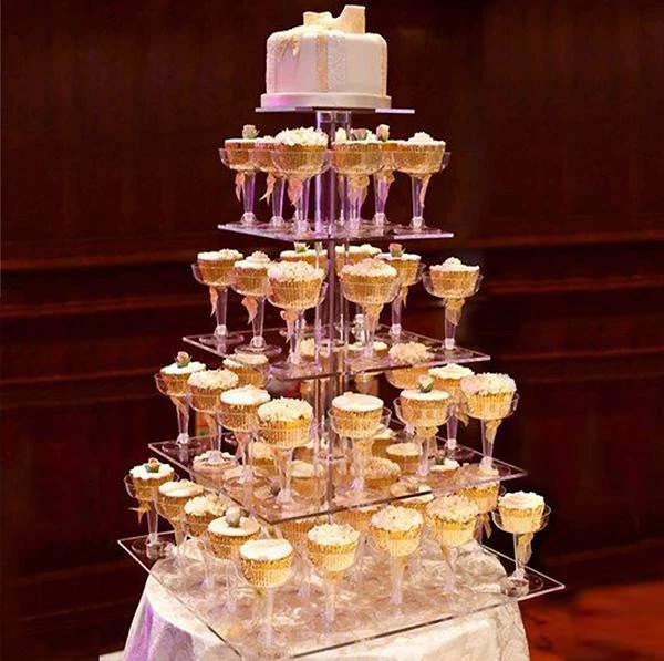 Silkflowersfactory Cake Stands 5 Tier Square HEAVY DUTY Acrylic Crystal Glass Cupcake Dessert Decorating Stand For Birthday Xmas Party Wedding 6 Silkflowersfactory Cake Stands 5 Tier Square HEAVY DUTY Acrylic Crystal Glass Cupcake Dessert Decorating Stand For Birthday Xmas Party Wedding