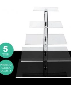 Silkflowersfactory 7 Tier Square Heavy Duty Acrylic Glass Cupcake Dessert Stand For Birthday Wedding Party Cake Stands