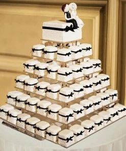 Silkflowersfactory 6 Tier Square Heavy Duty Acrylic Glass Cupcake Dessert Stand For Birthday Wedding Party