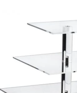 Silkflowersfactory 6 Tier Square Heavy Duty Acrylic Glass Cupcake Dessert Stand For Birthday Wedding Party