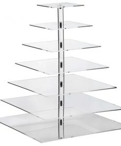 Silkflowersfactory 7 Tier Square Heavy Duty Acrylic Glass Cupcake Dessert Stand For Birthday Wedding Party Cake Stands 8 Silkflowersfactory 7 Tier Square Heavy Duty Acrylic Glass Cupcake Dessert Stand For Birthday Wedding Party Cake Stands