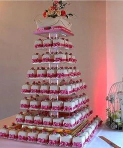 Silkflowersfactory 8 Tier Square Heavy Duty Acrylic Glass Cupcake Dessert Stand For Birthday Wedding Party Cake Stands